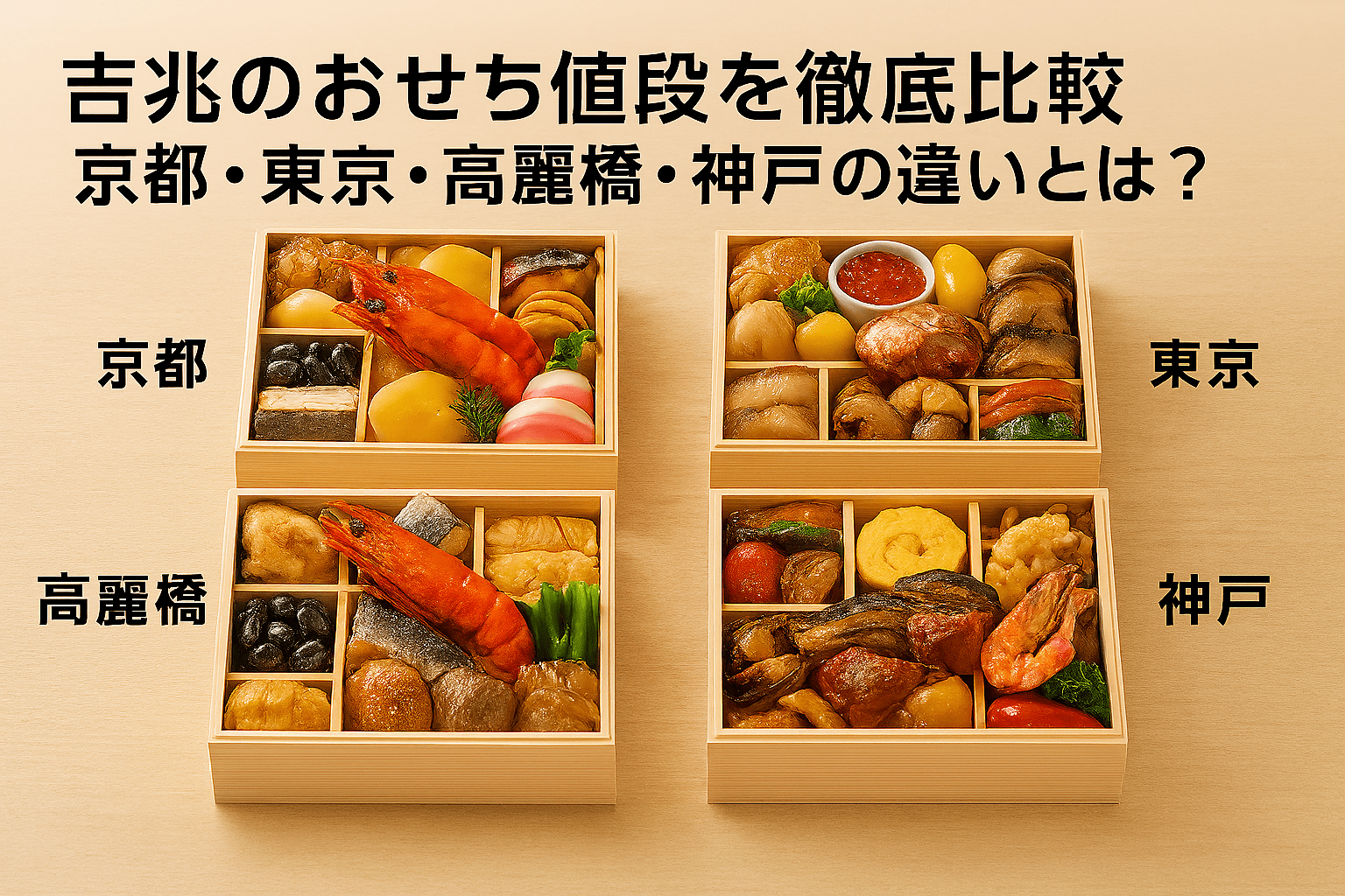 吉兆のおせち値段を徹底比較|京都・東京・高麗橋・神戸の違いとは?